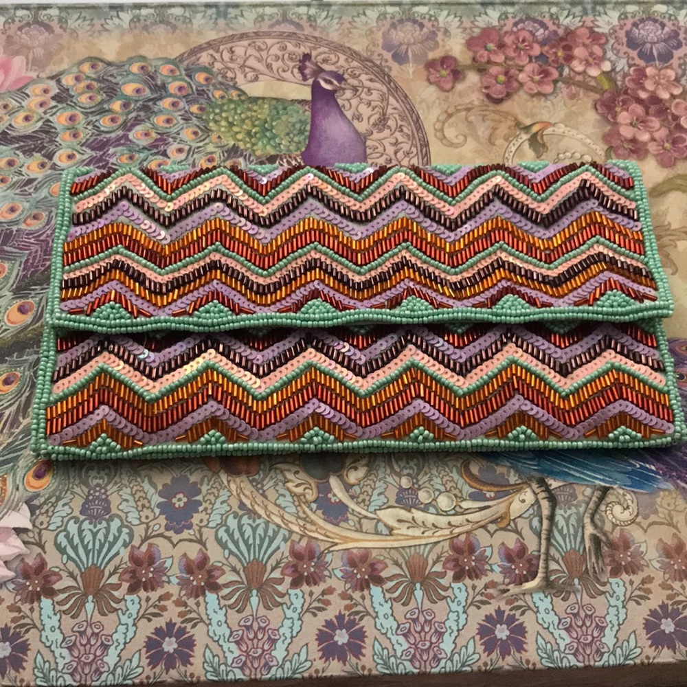 Beaded colorful clutch